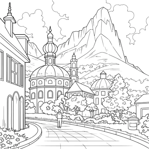 Scenery of a Mountain Town