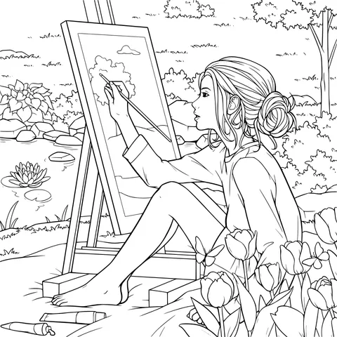 Girl Sketching Outdoors