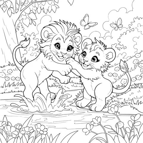 Playing Lion Cubs