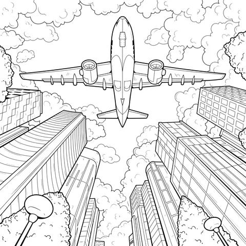Airplane Above the City