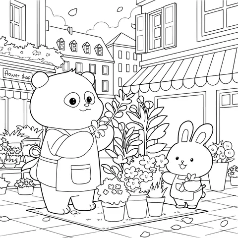 Panda and Rabbit's Gardening Time