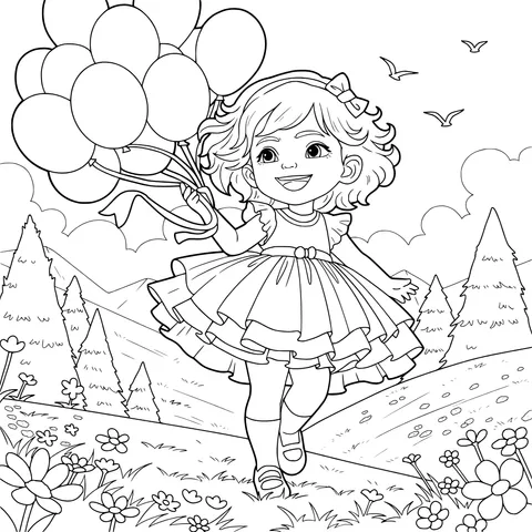 Joyful Girl with Balloons