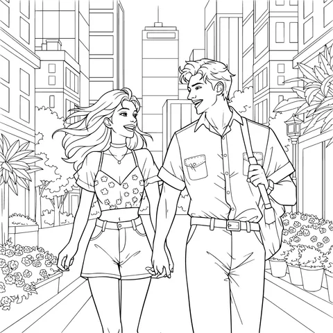 Couple Strolling on the Street