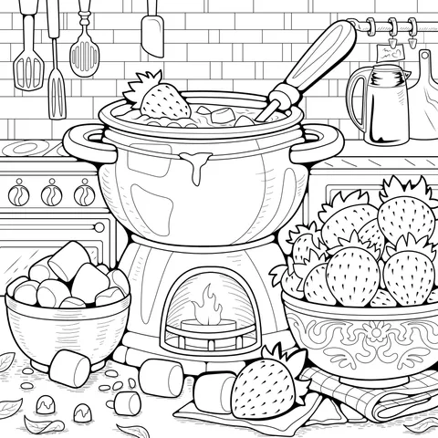 Cozy Chocolate Fondue Scene