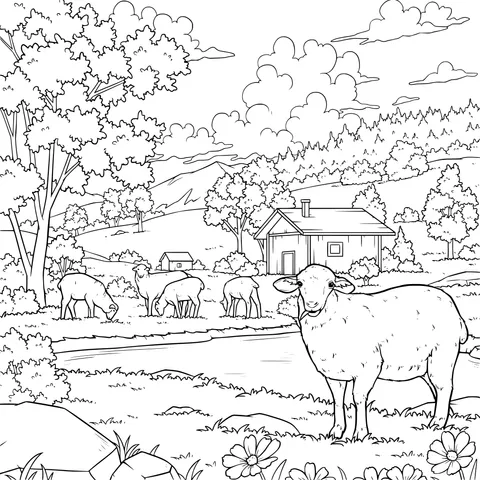 Pastoral Scenery with Grazing Sheep
