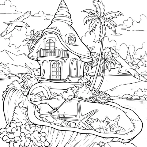 Seaside Shell Cottage Landscape