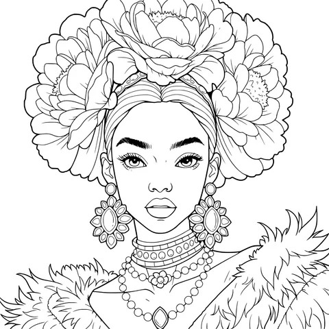 Beautiful Woman with Flower Headdress