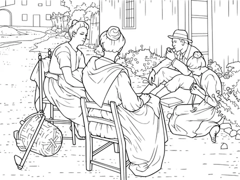 Hand - craft Scene in the Courtyard