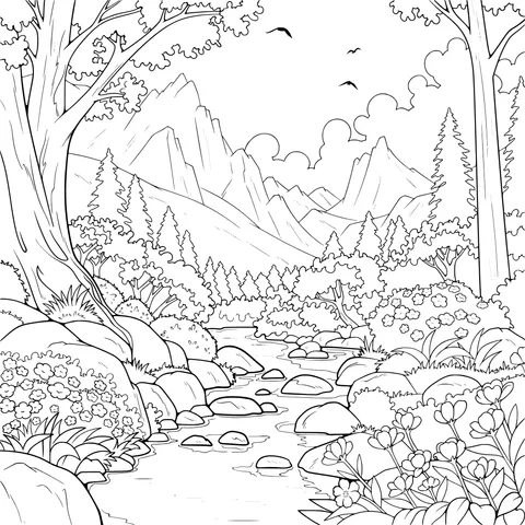 Beautiful Mountain Stream Scenery