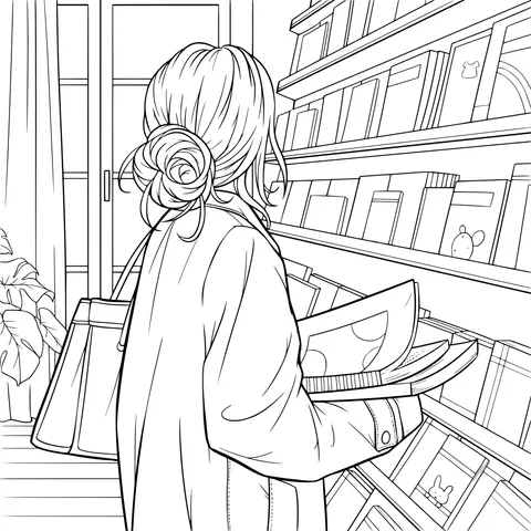 Woman Selecting Books in a Bookstore