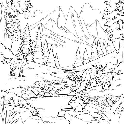 Deer in Mountain Forest