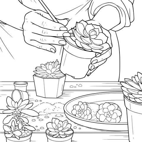 Succulent Plant Care Scene