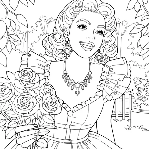 Vintage Beauty Holding Roses