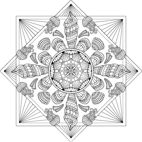 Ocean - themed Mandala Pattern