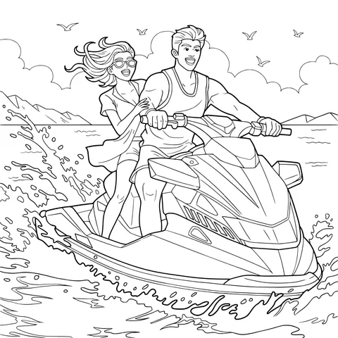 Couple on a Sea Jet - Ski