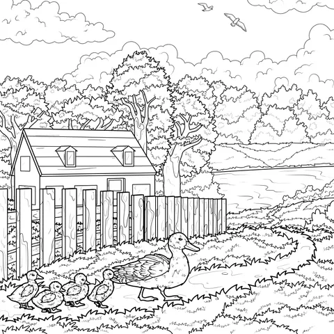 Ducks Strolling in a Pastoral Landscape