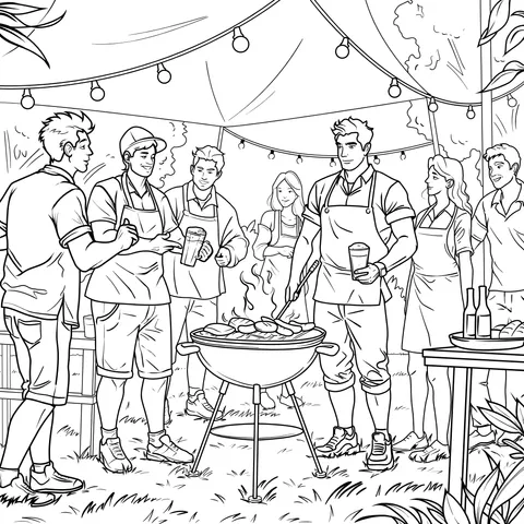 Outdoor Barbecue Party Scene