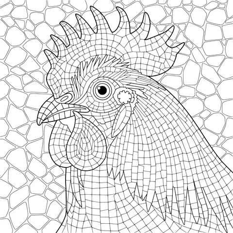 Mosaic - style Rooster