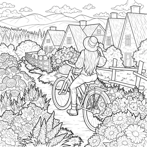 Girl Cycling in the Countryside