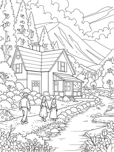 Warm Family Strolling in the Countryside