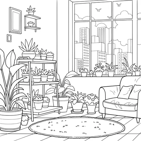 Cozy Green - plant Filled Living Room
