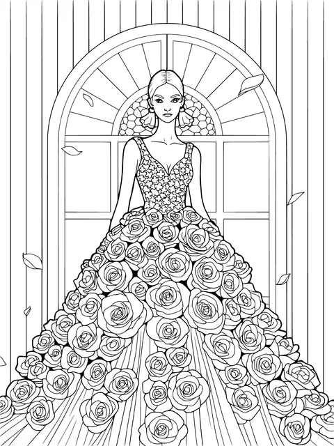 Girl in Rose - themed Gown