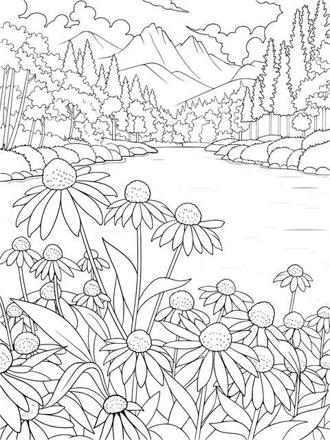 Beautiful Daisy Scene by the River
