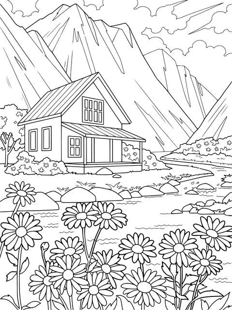 Beautiful Scenery of a Mountain Cottage