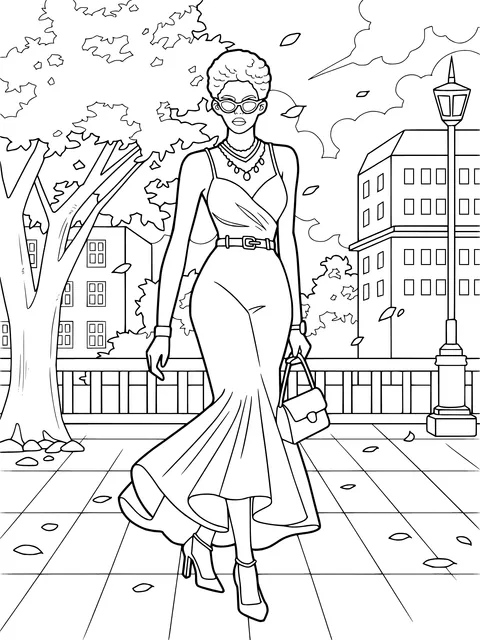 Fashionable Woman Strolling in the City