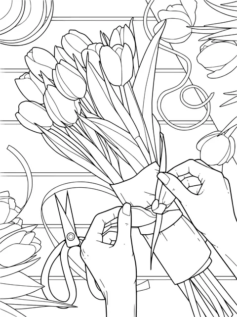 Hand - tying Flower Scene