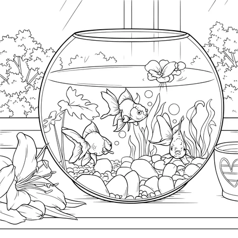 Cute Goldfish in Fishbowl Scene