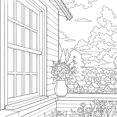 Autumn Scene by the Window