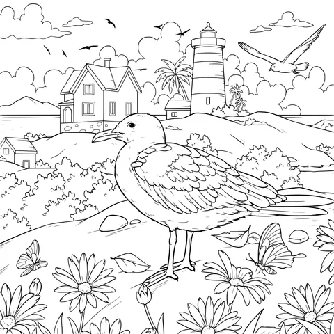 Seaside Scenery and Seagull