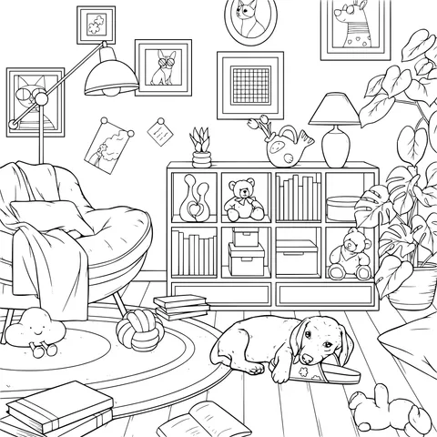 Cozy Pet - filled Home Scene