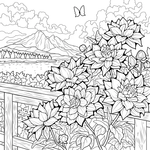 Flowers and Distant Mountain View
