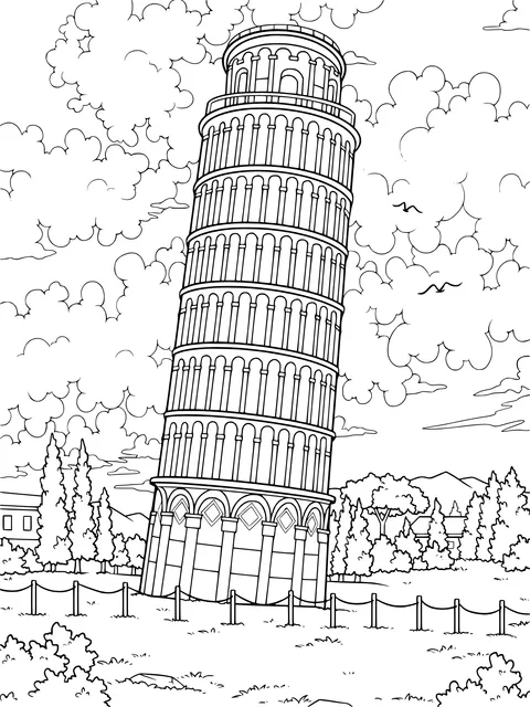 Cartoon - styled Leaning Tower of Pisa