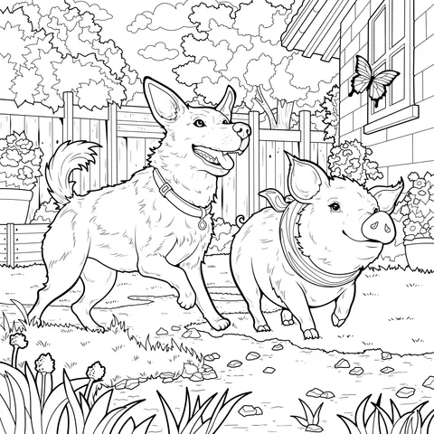 Animals Playing in the Yard