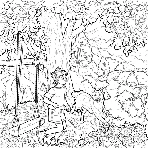 Child and Dog under the Tree