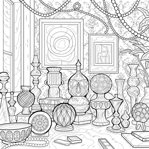 Colorful Ornaments in an Artistic Space