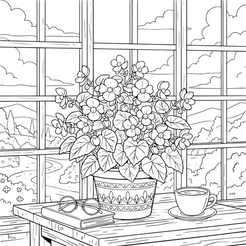 Flower Scene by the Window