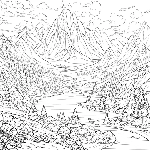 Beautiful Scenery by Mountain River