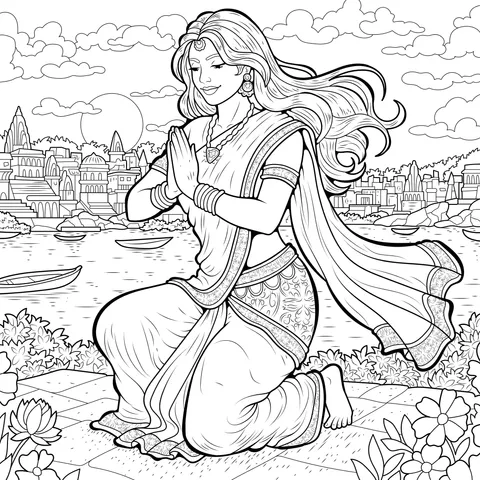 Woman Praying by the River