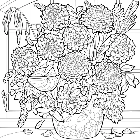 Colorful Bouquet in Front of the Window