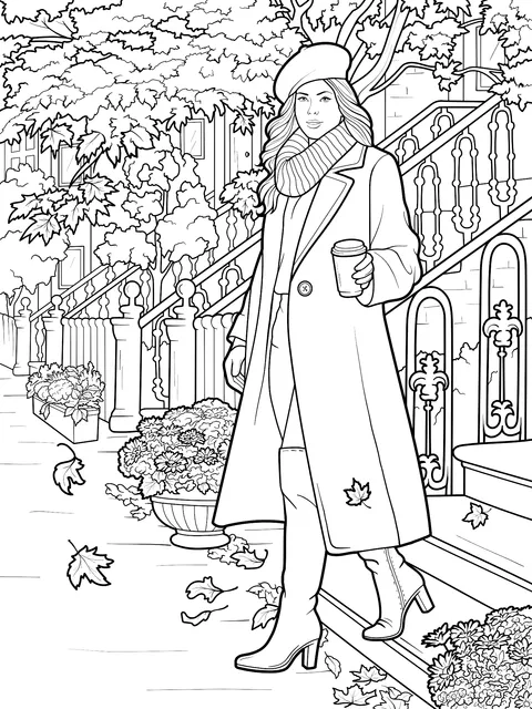 Fashionable Woman on an Autumn Street