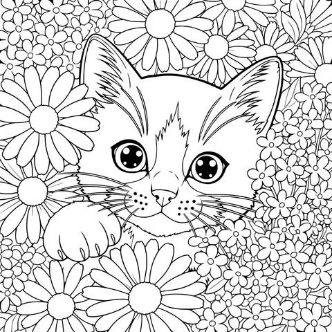 Cat in the Flower Bed