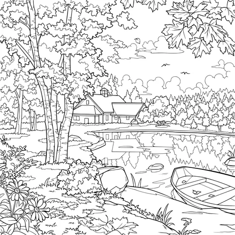 Autumn Lakeside Scenery