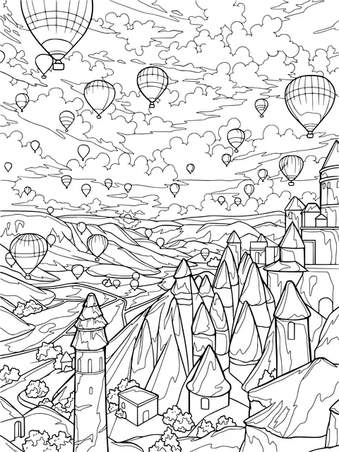 Dreamy Hot - Air Balloon Landscape