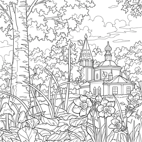 Beautiful Autumn Manor Scene