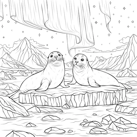 Two Seals on the Ice - field