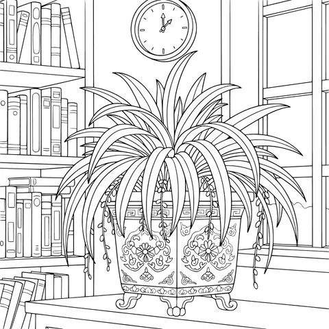 Green Plant by the Window and Bookshelf